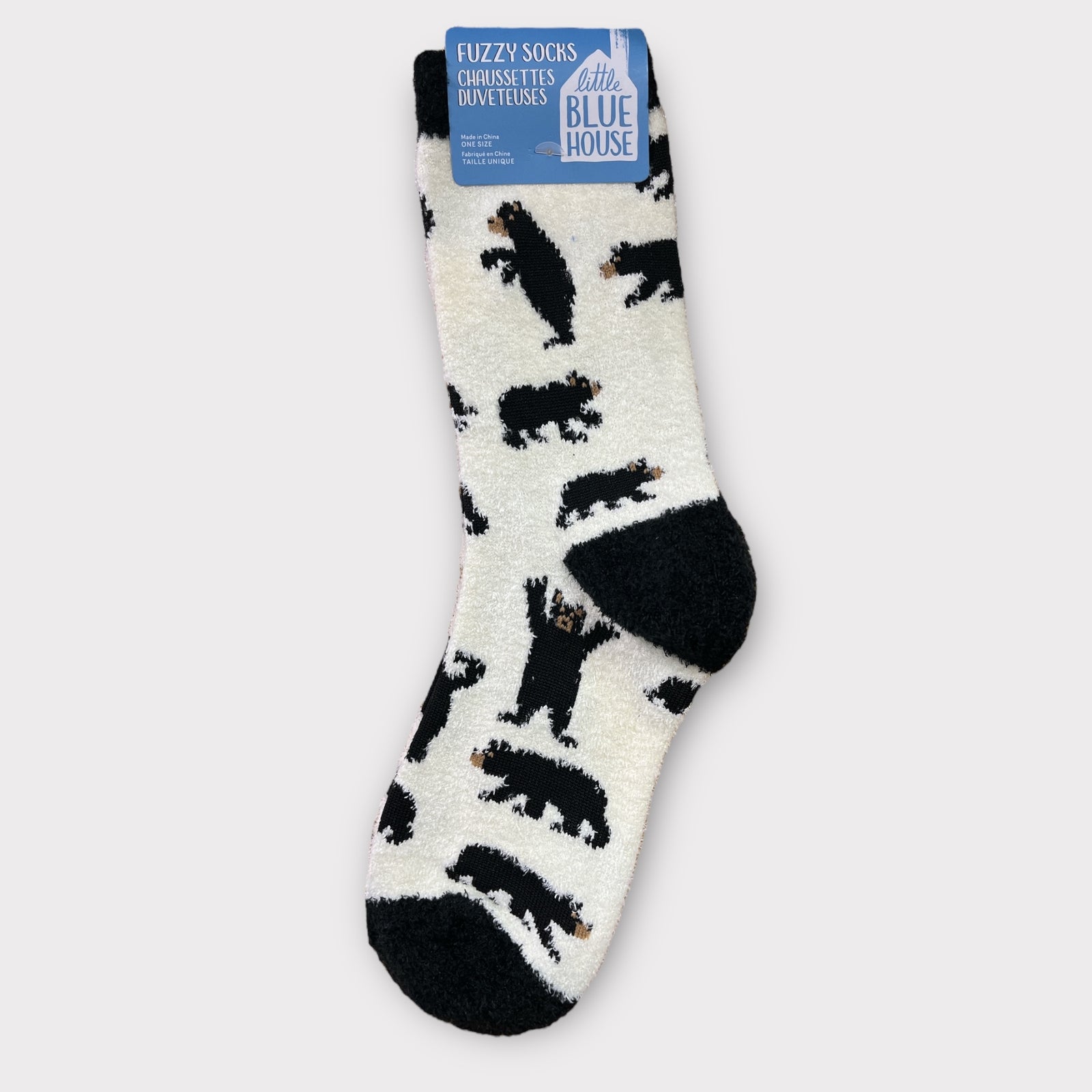 Black Bear Fuzzy Socks