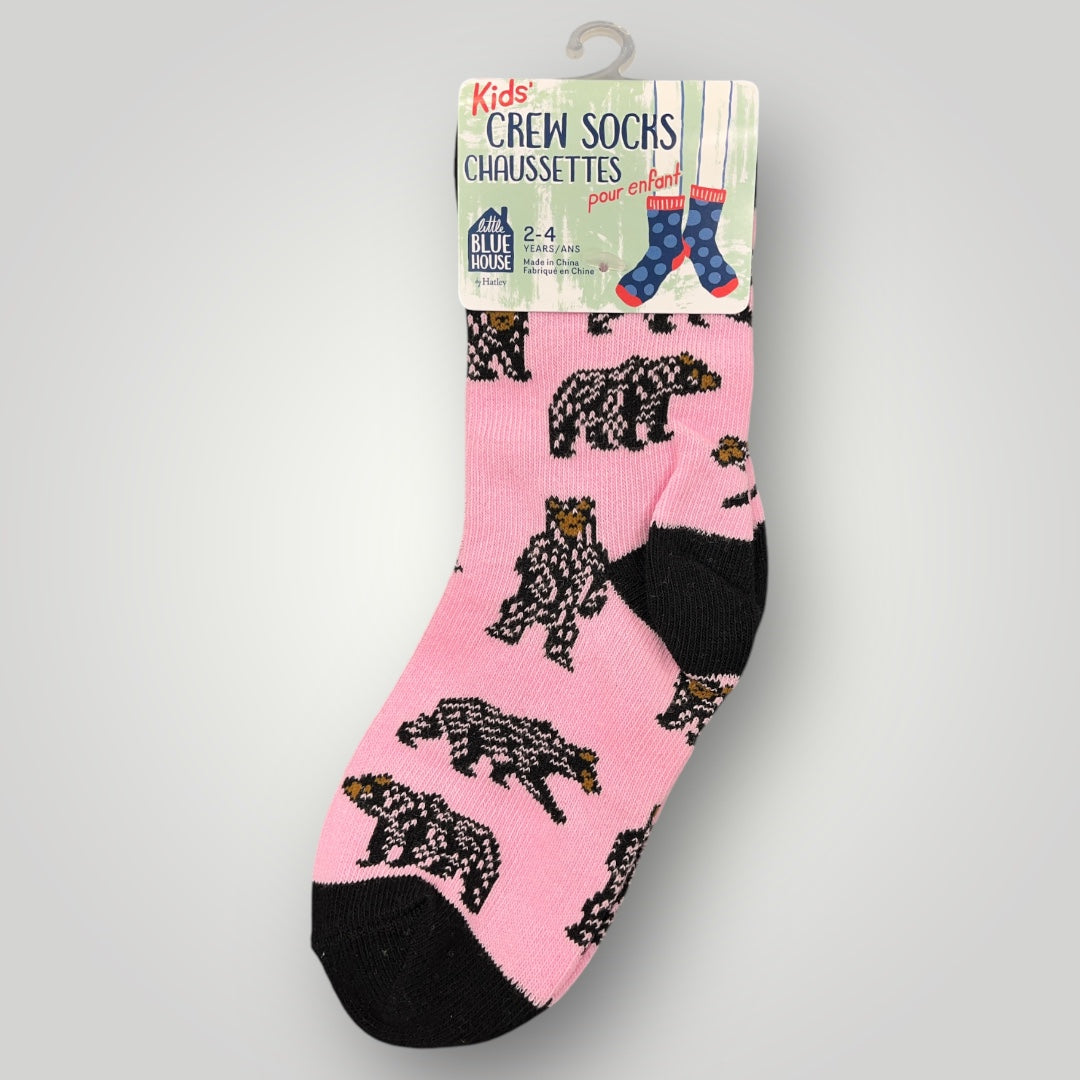 2-4 Pink Wild Bears Socks