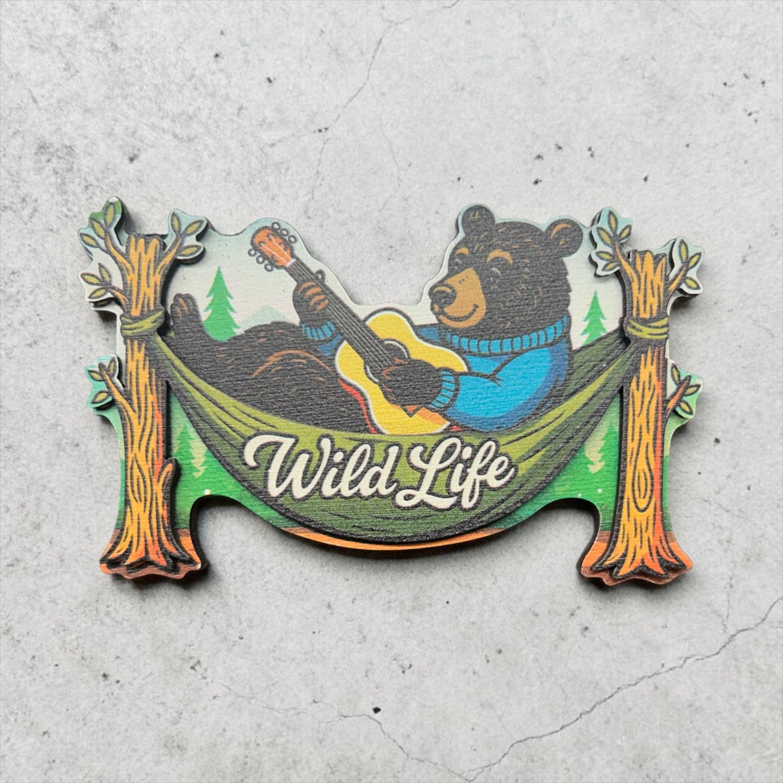 Bear w/Hammock Wood Magnet            GFT3801