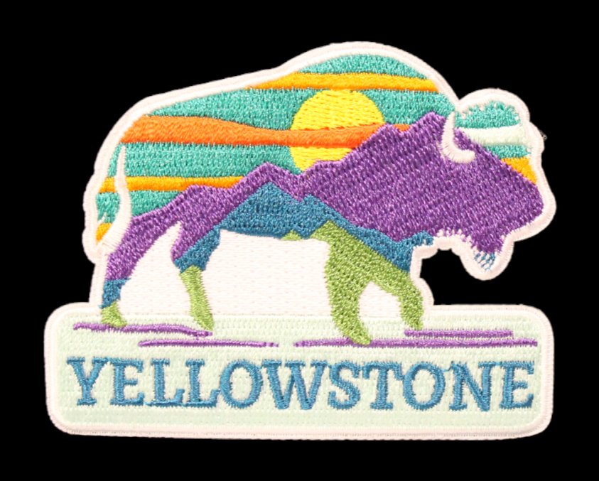 YNP Buffalo Colorful Mtns Patch