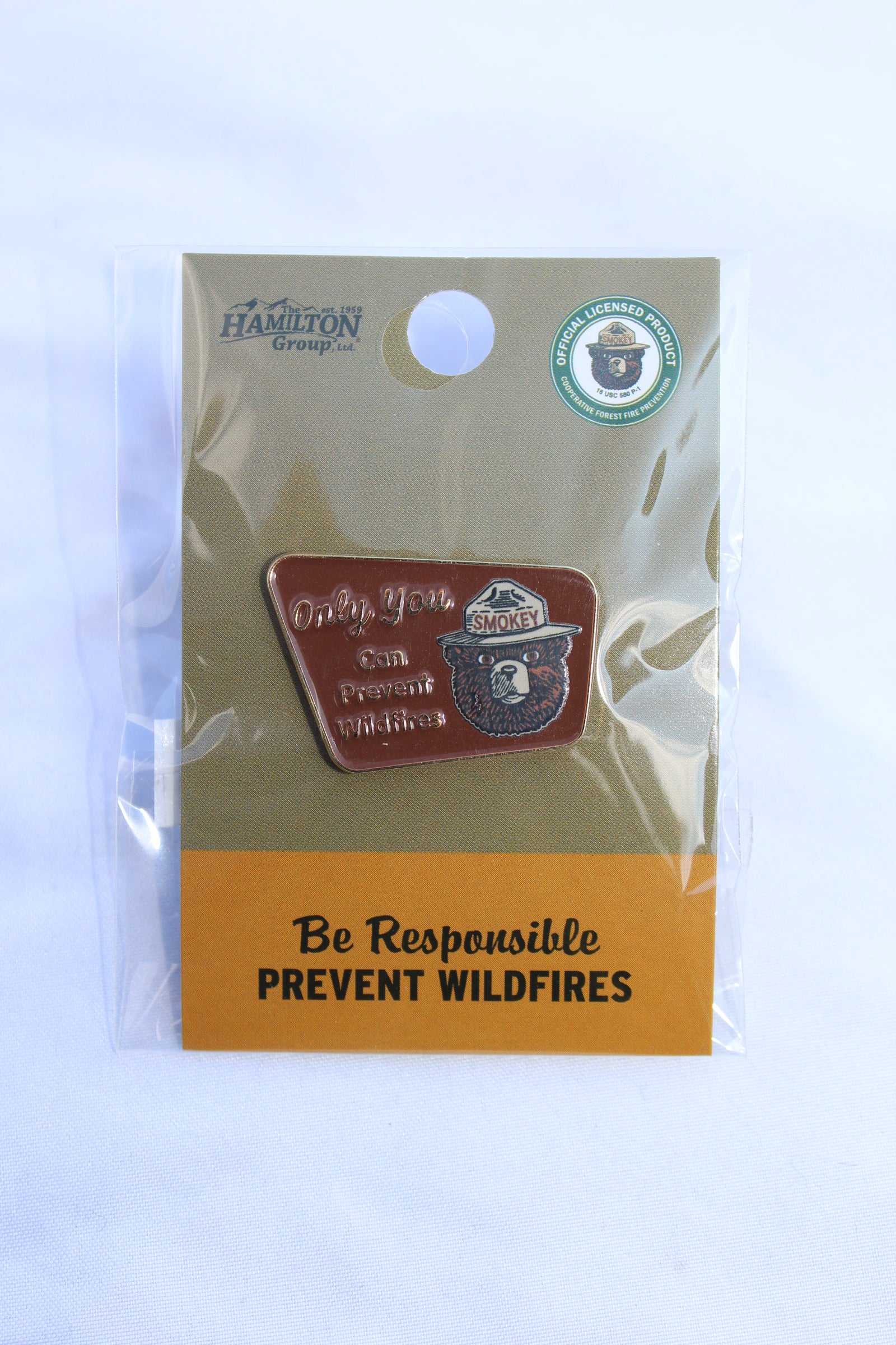 Smokey Bear Brown Sign Pin