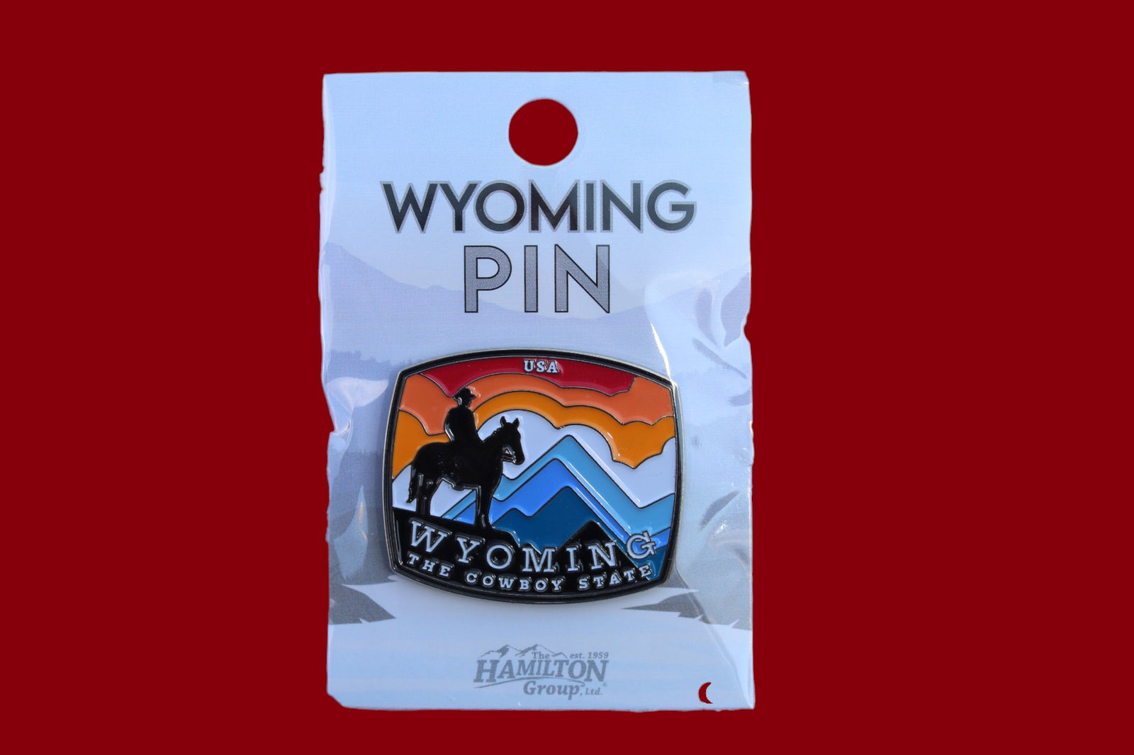 WY Cowboy Sunset Pin