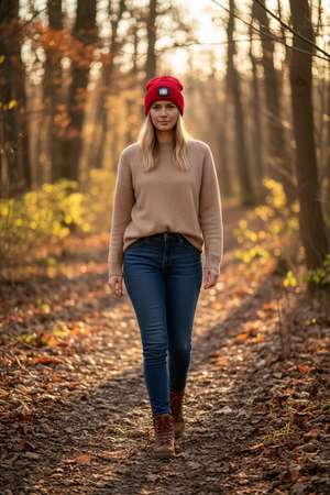 Red Rechargeable LED Beanie             NGTS-RED