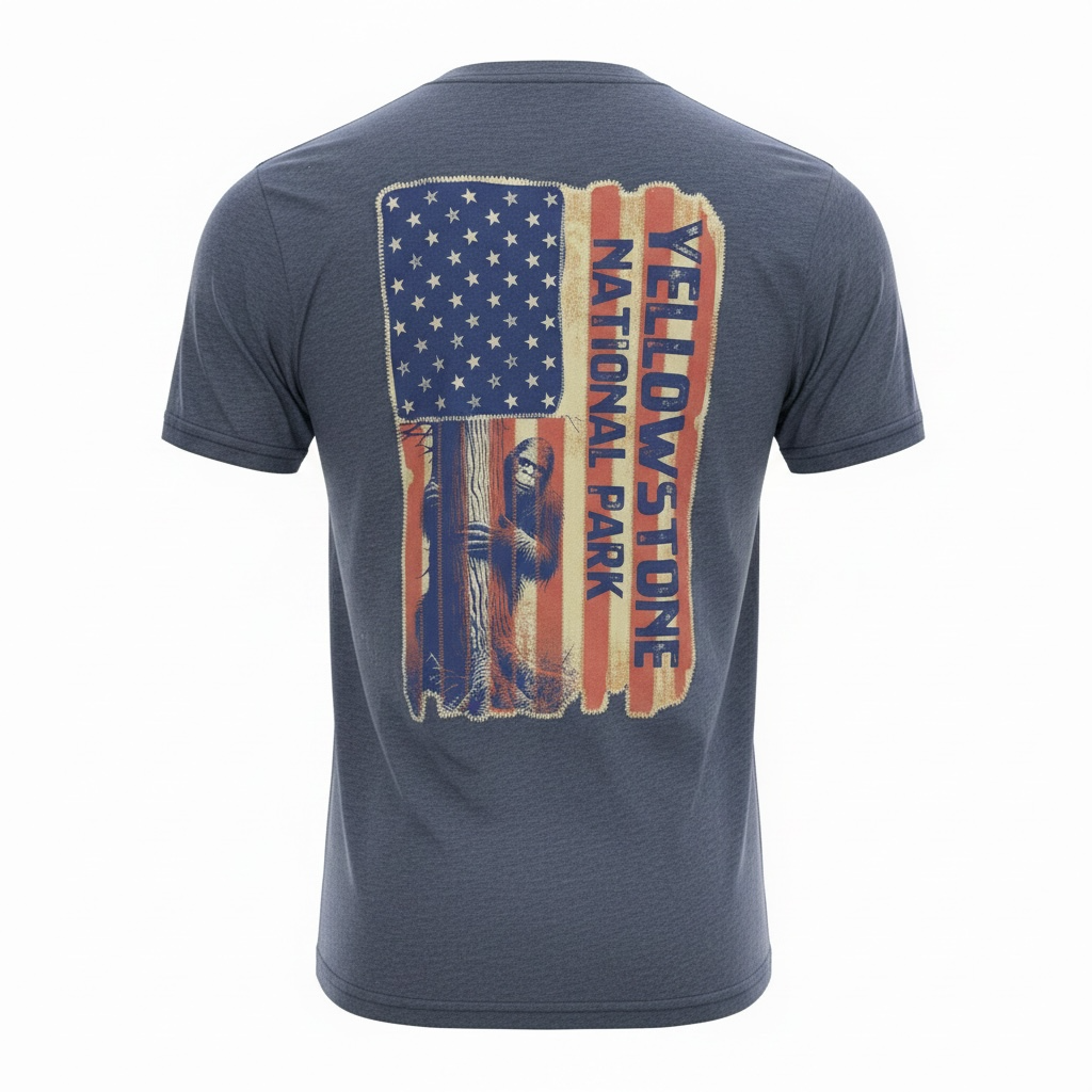 Bigfoot American Flag YNP T-Shirt                            #29624