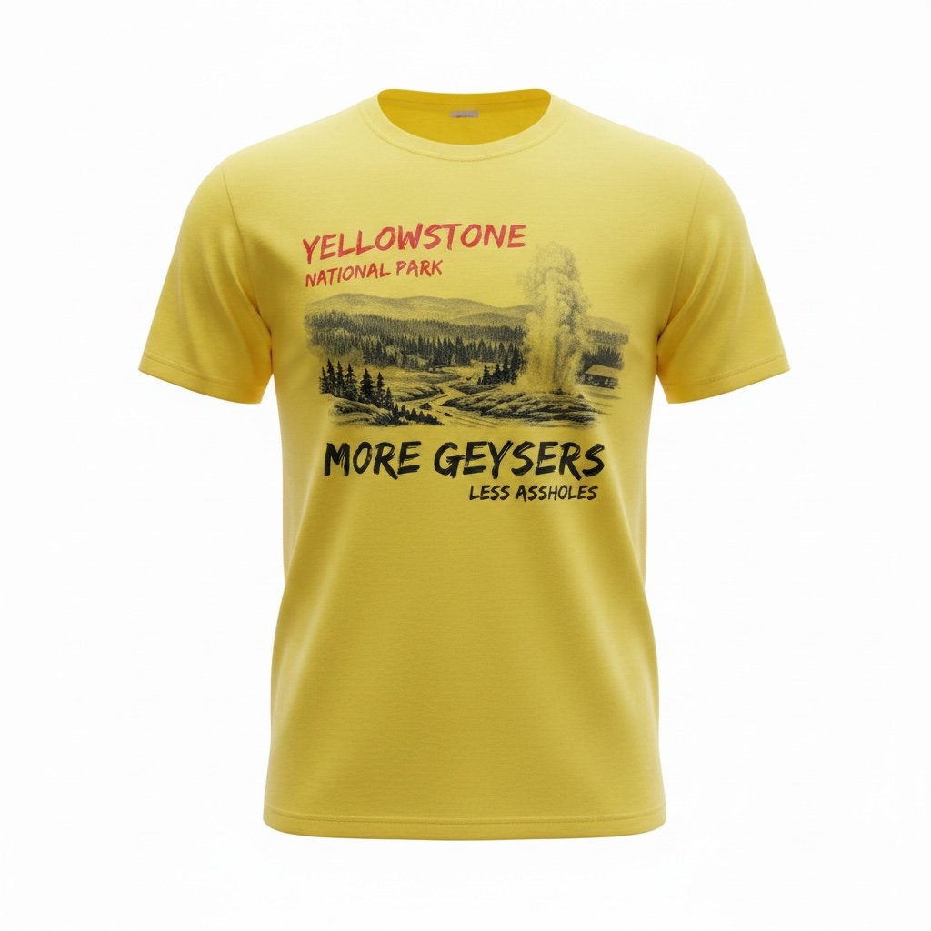 Yellow YNP More Geysers T-Shirt                                  #9682