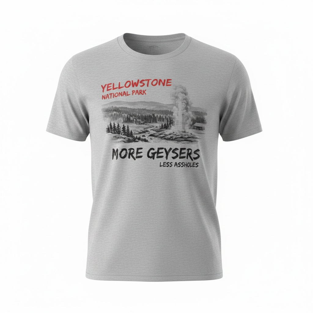 Gray YNP More Geysers T-Shirt                                     #9682
