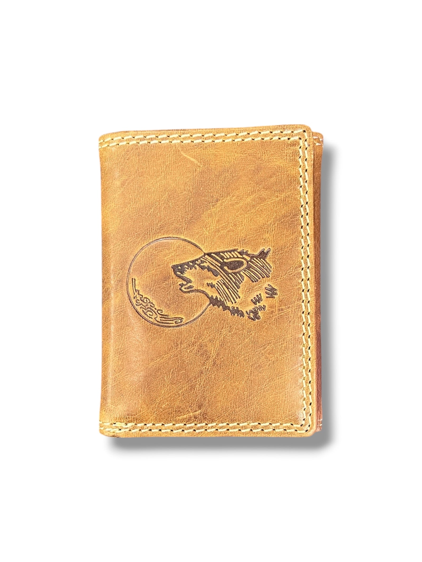 Buffalo Leather Trifold Wolf Wallet                 #124WOLF
