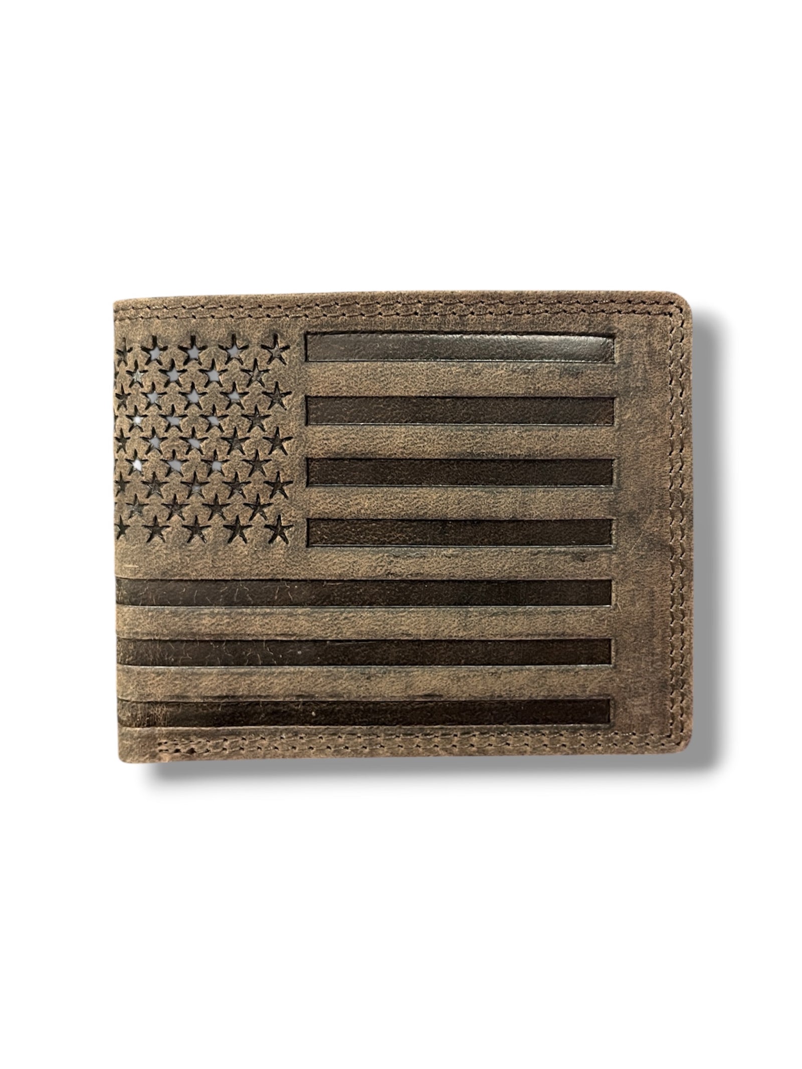 Buffalo Leather Bifold Flag Wallet                 #8428