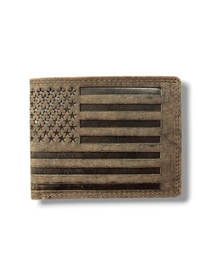 Buffalo Leather Bifold Flag Wallet                 #8428