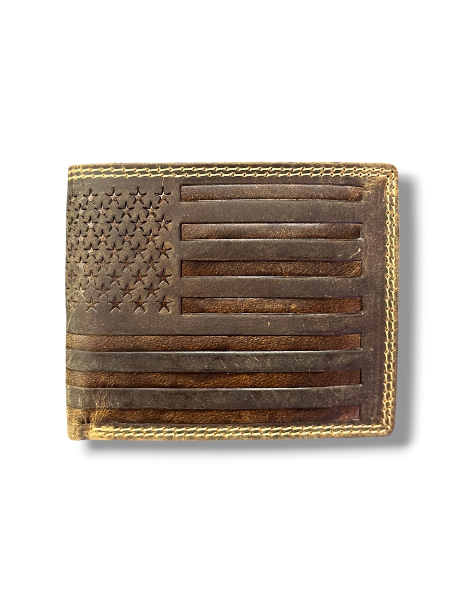 Buffalo Leather Bifold Flag Wallet                 #8428