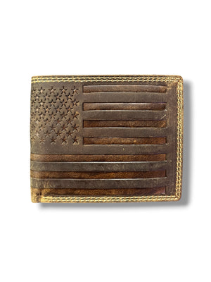 Buffalo Leather Bifold Flag Wallet                 #8428