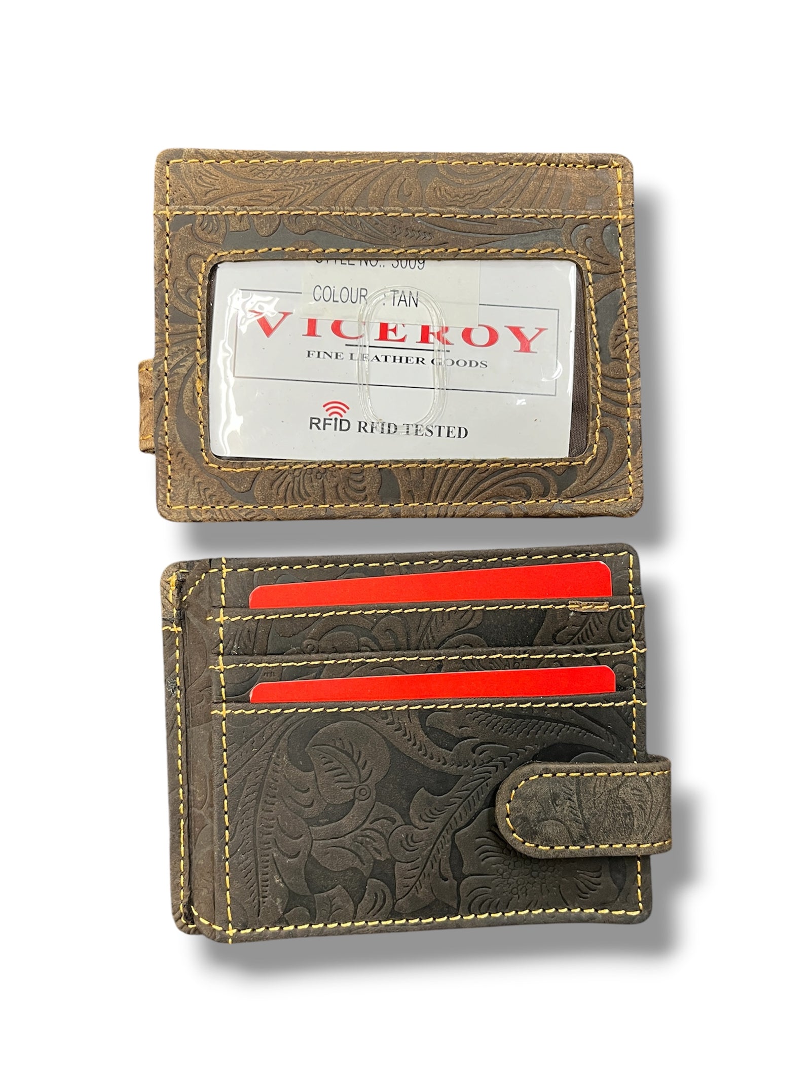 Leather Tooled Hand Wallet                 #3009
