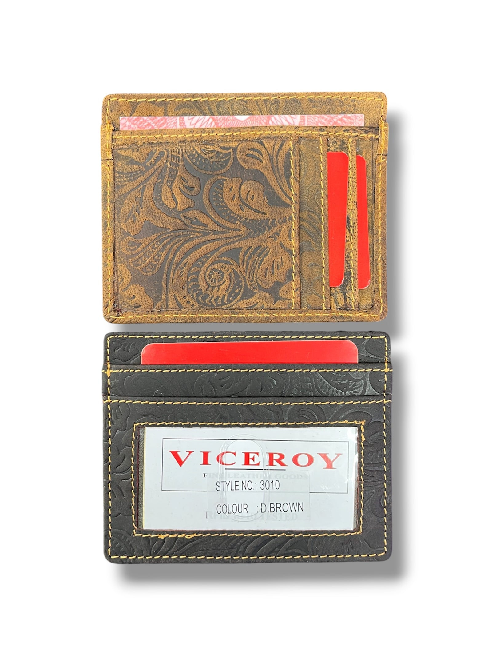Leather Tooled Card Case Wallet                 #3010