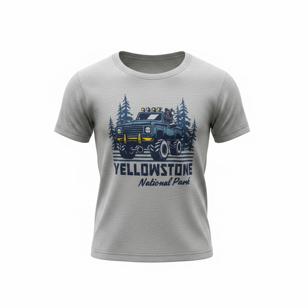 Grey Bear In Jeep Youth T-Shirt