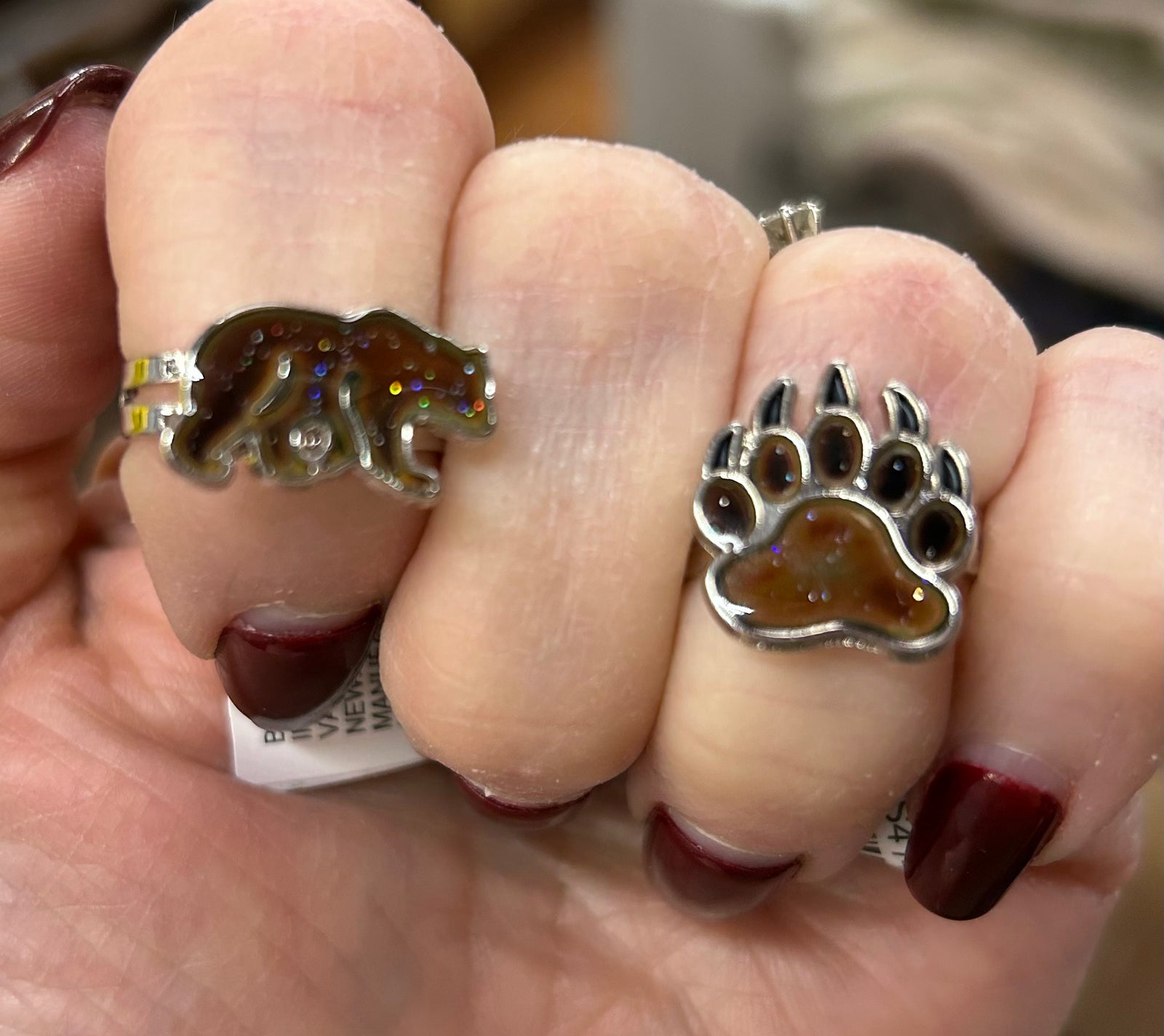 Black Bear/Bear Paw Mood Ring           FS4140