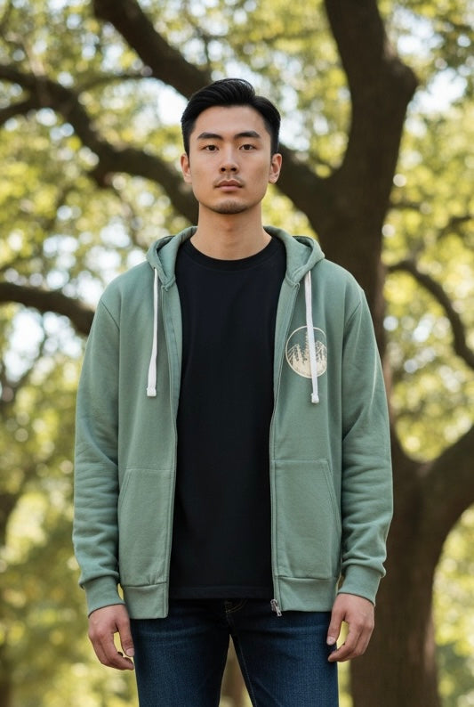 Green Pacific Mtn Trees Jacket         Style Code: FTJ1004 Design Code: P723MTRFB-ZIP