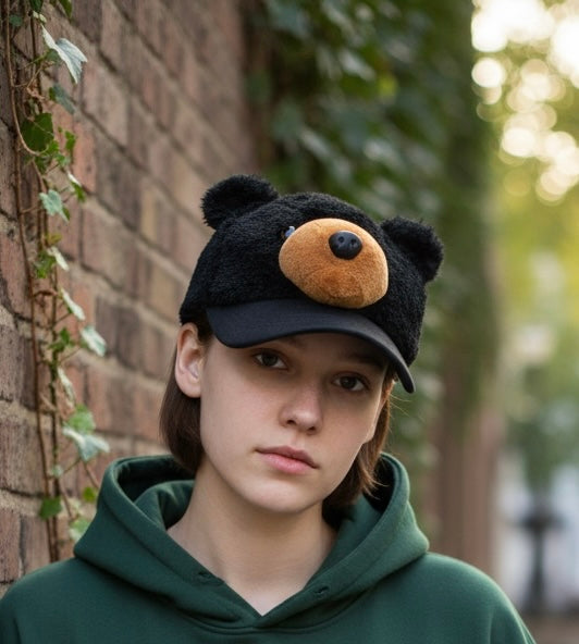 Black Bear Plush Trucker Hat           KUH26813