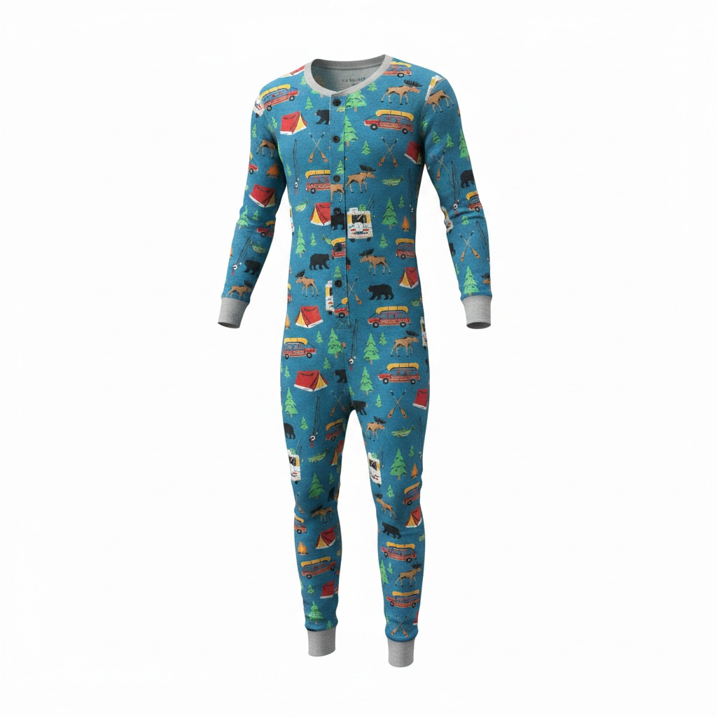 Retro Camping Adult Union Suit