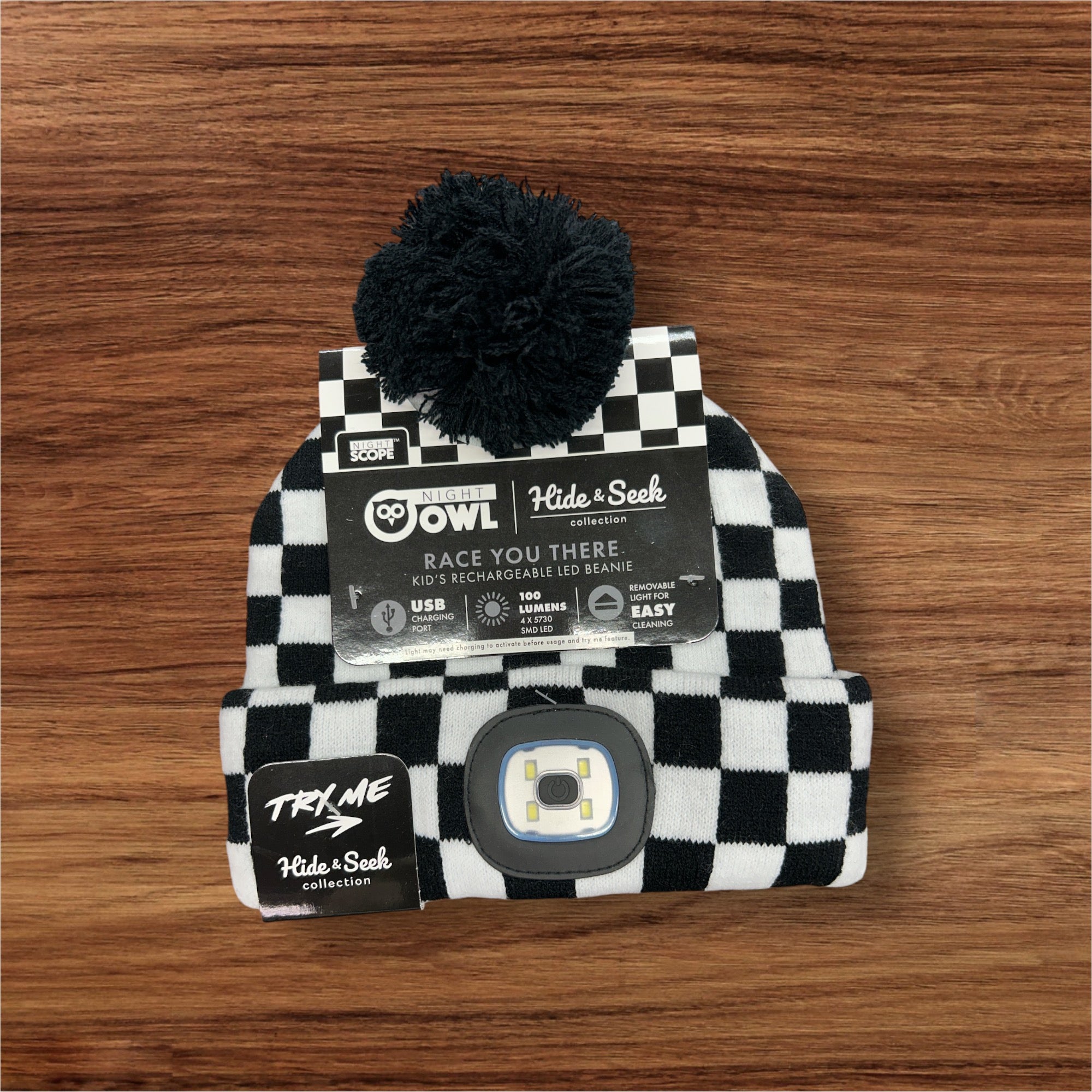 B/W Checkered Kids Beanie