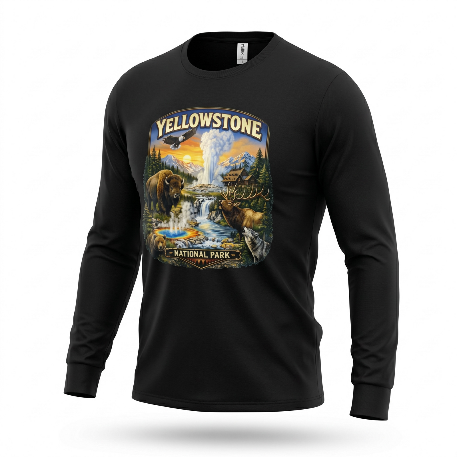 Black YNP Collage LS Shirt                             #PC43LS