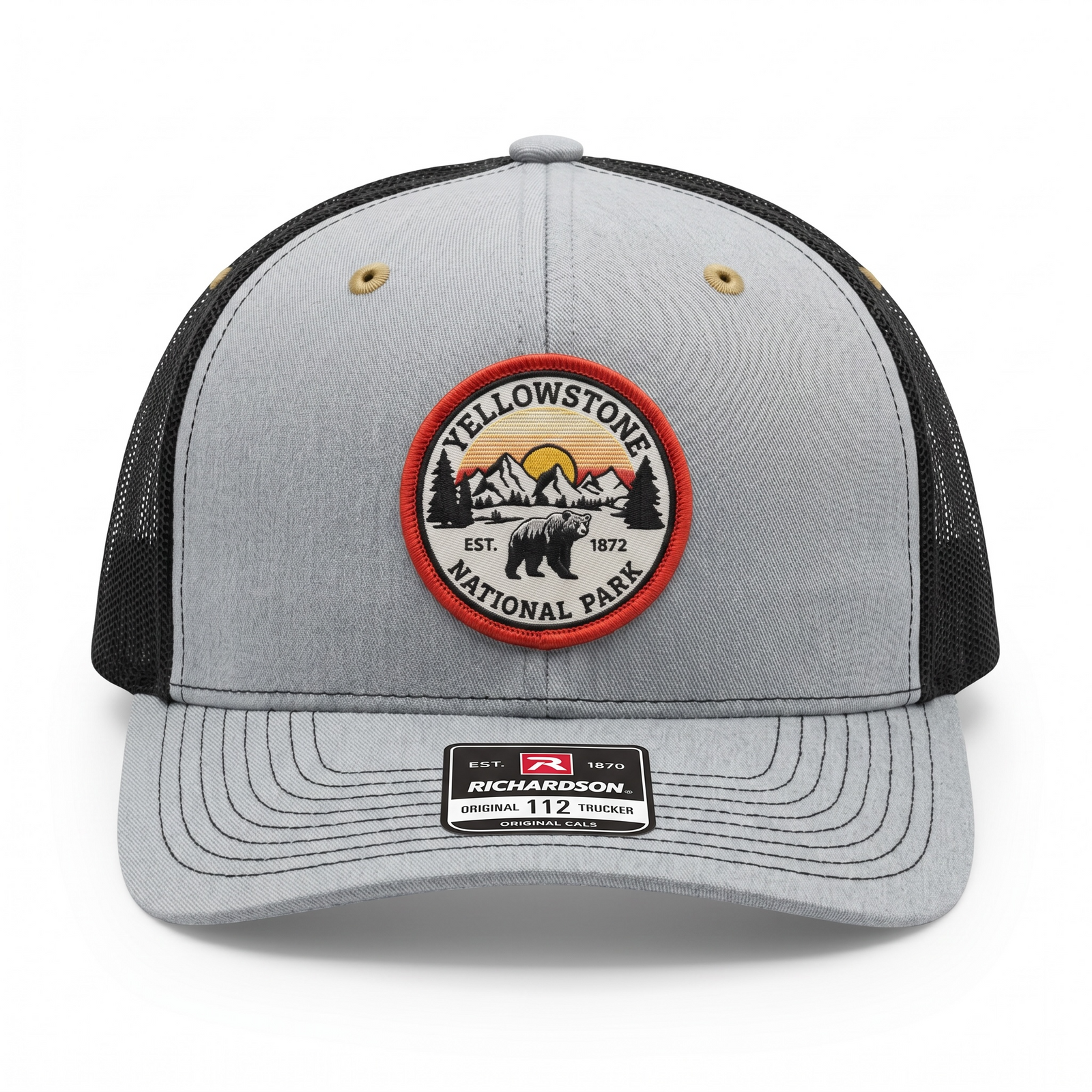 Gray YNP Bear Trucker Hat                        #34044