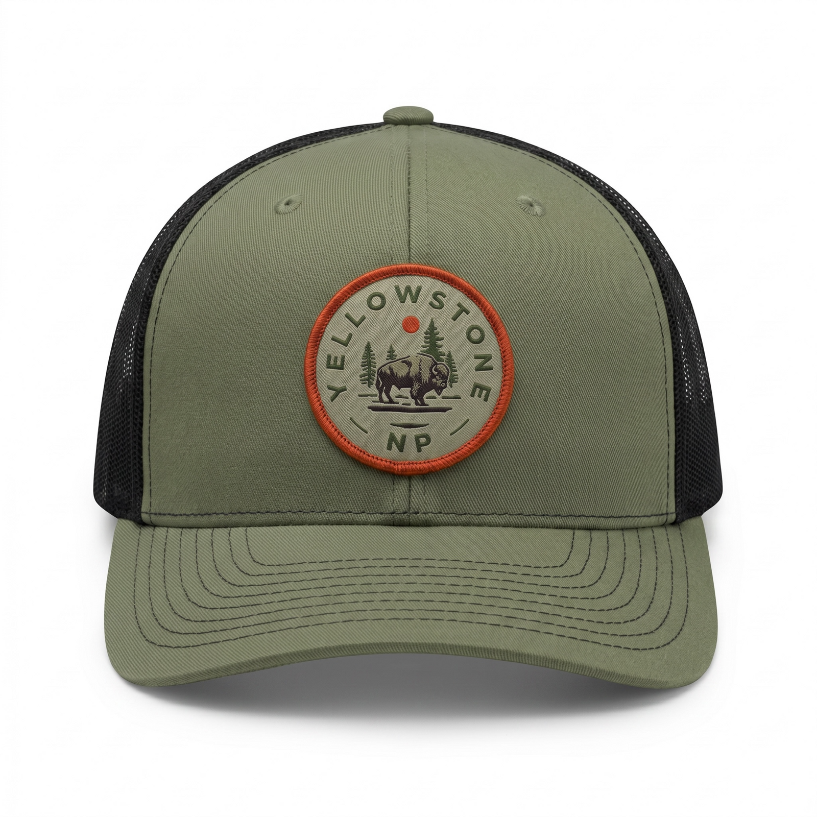 Green/Black Lonesome Bison Trucker Hat                        #33962