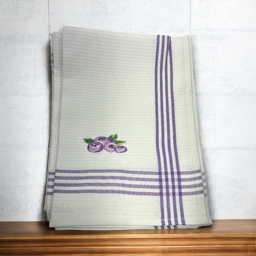 Embroidered Huckleberry Tea Towel           #KTT-1
