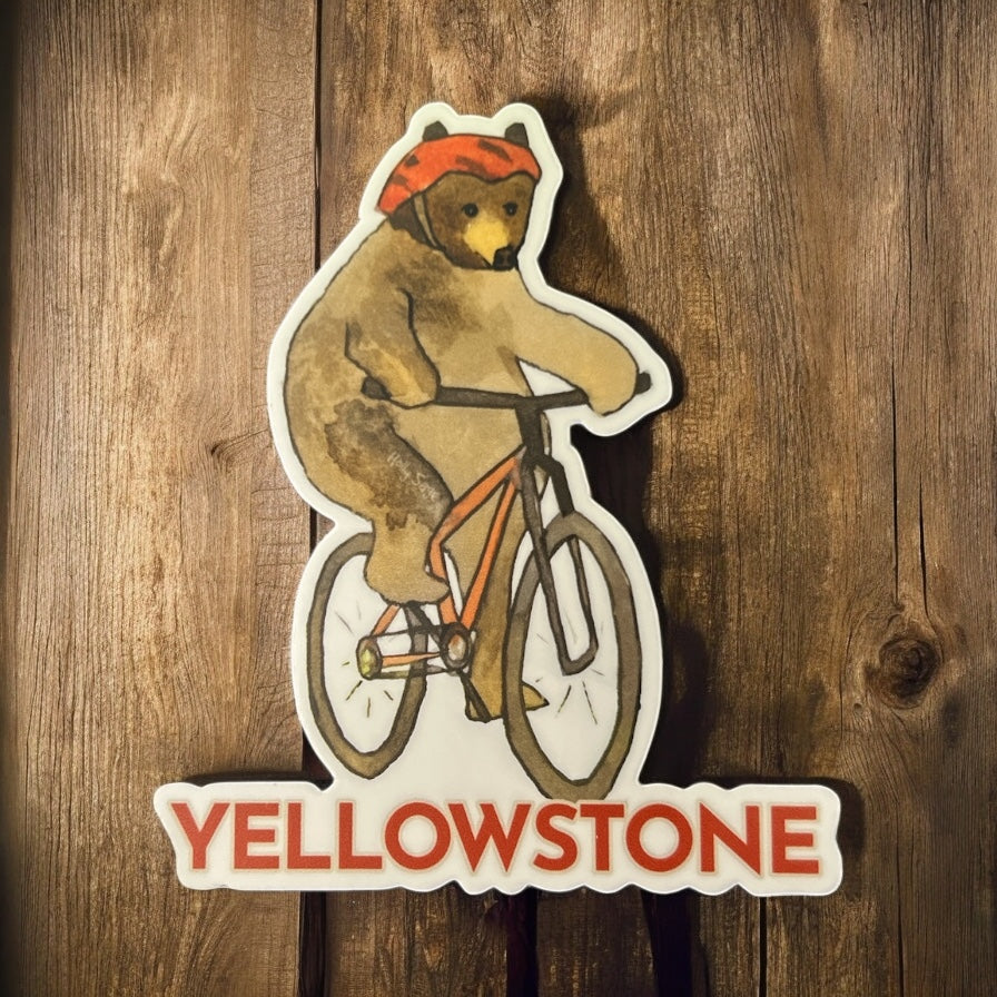 Bear on a Bike Sticker           #AN143