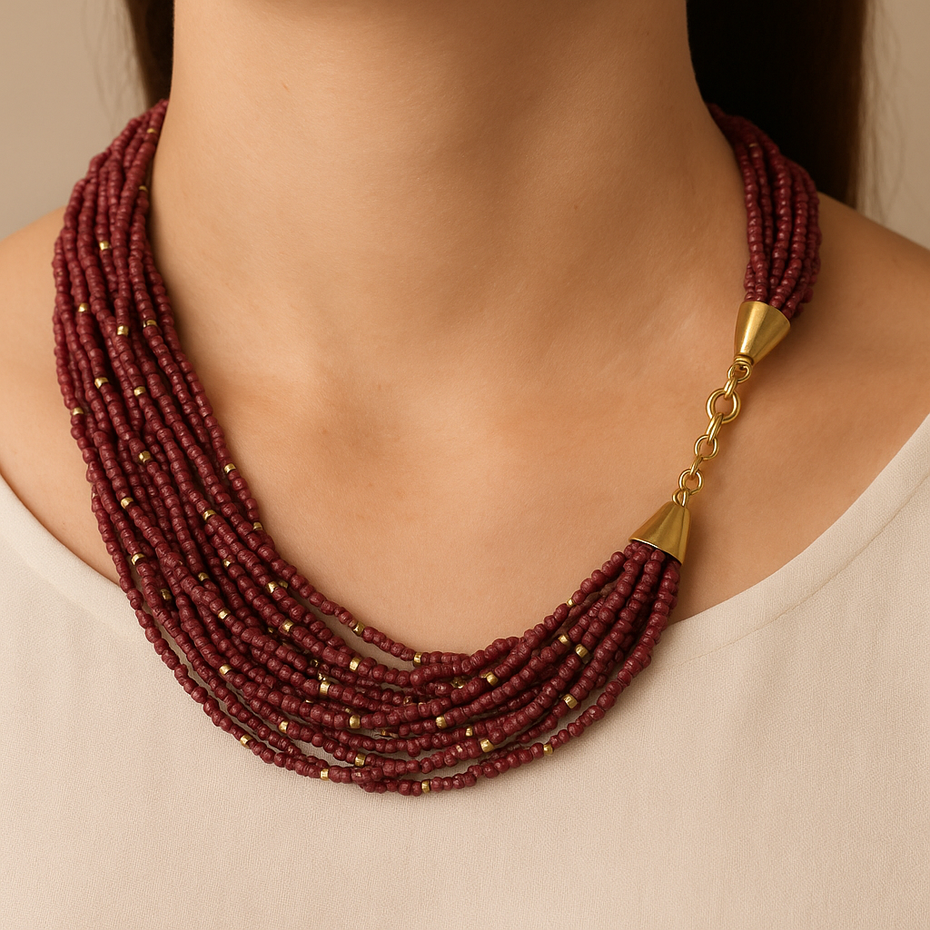 Seed Bead Multi Strand Necklace           #N7806