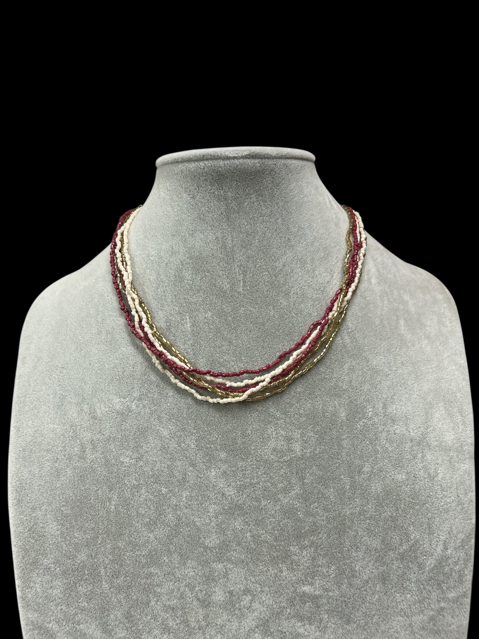 Short Seed Bead Multi Strand Necklace           #N7302