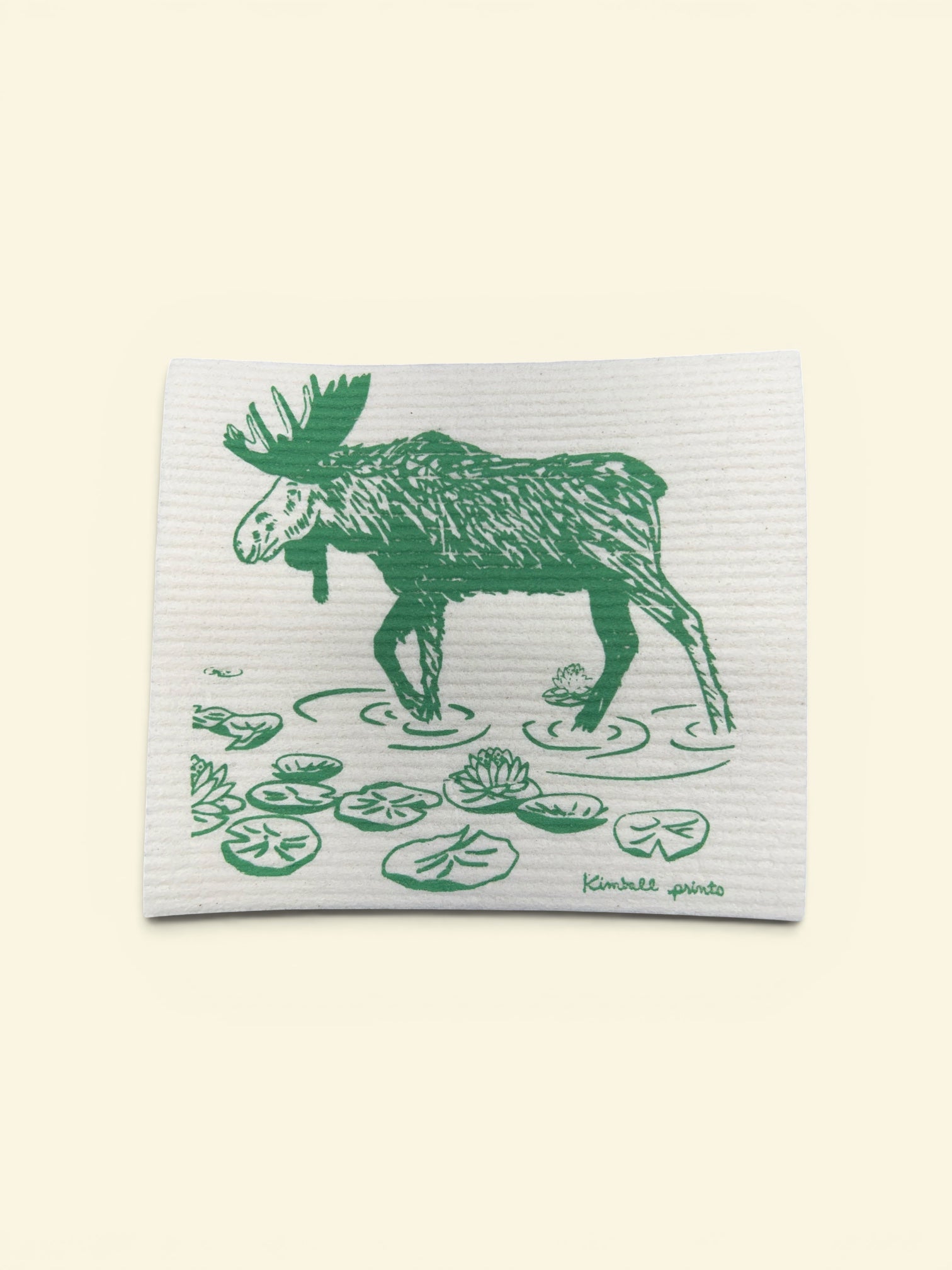 Moose and LilyPads Swedish Dishcloth