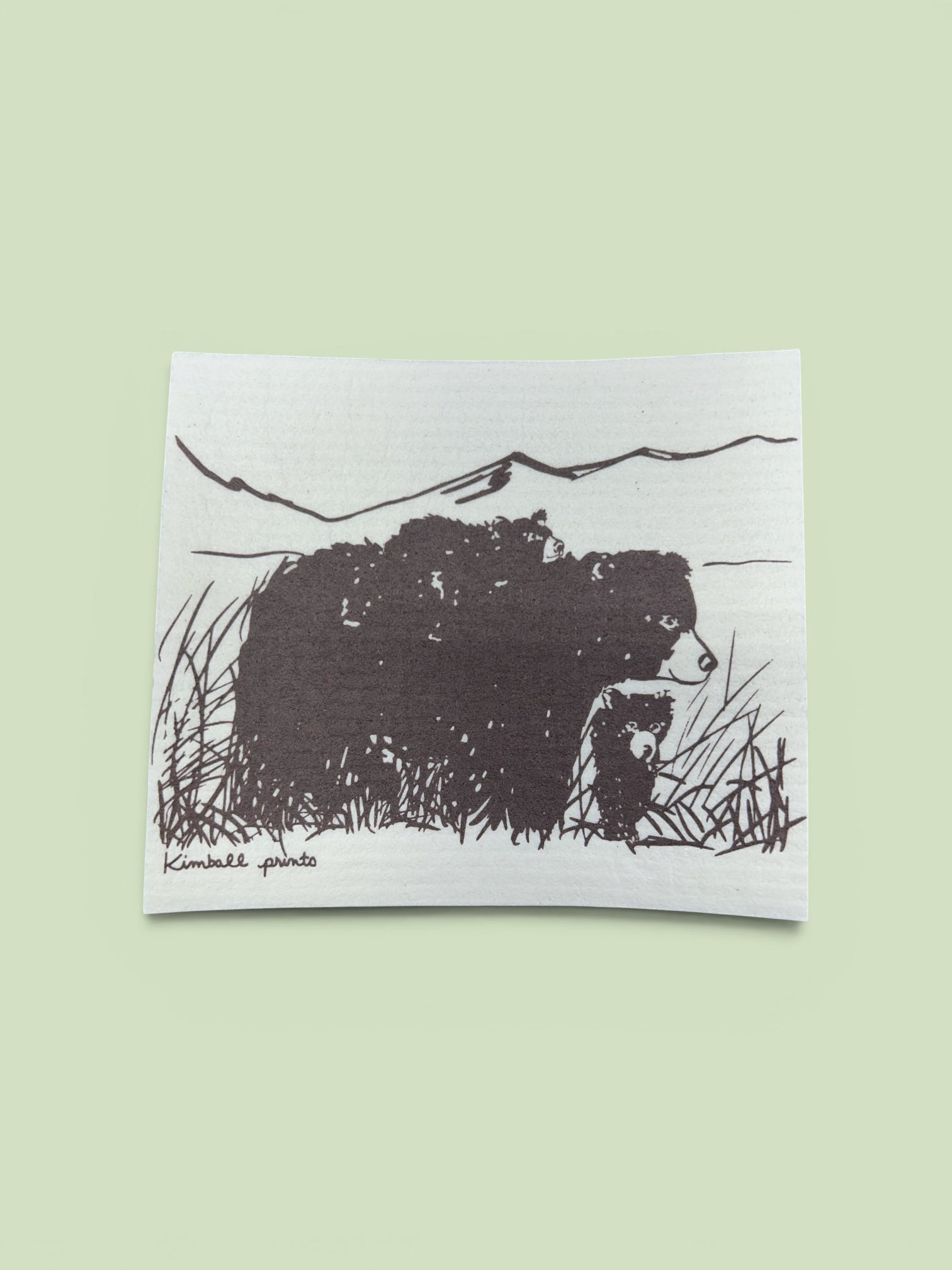 Mama Bear w/Cubs Swedish Dishcloth