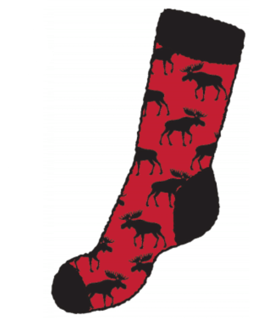 Moose on Red Fuzzy Socks O/S